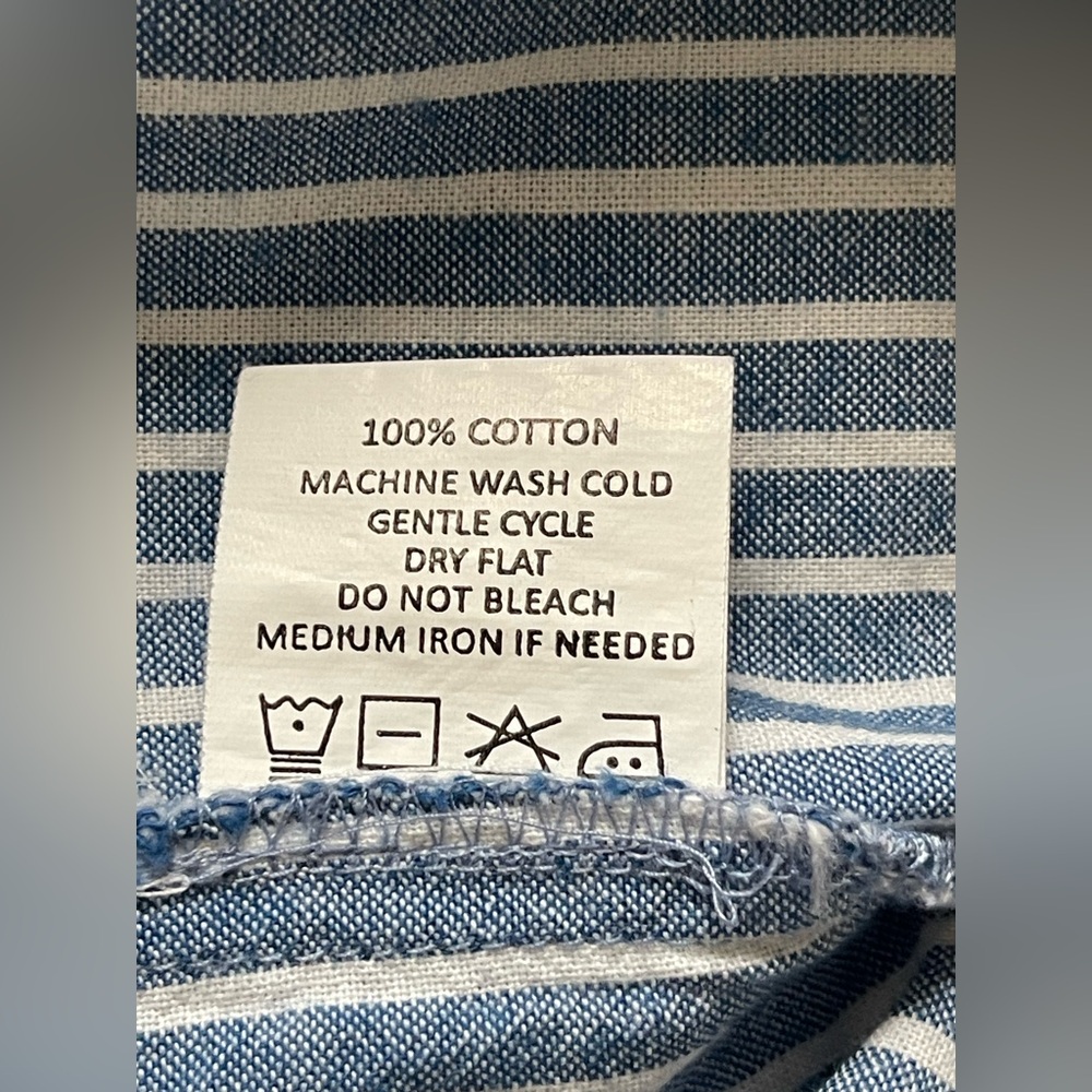 Mud Pie Blue and White Striped Cotton Fabric - Picture 4 of 7